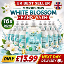 Morrisons Hand Wash 16 X 500Ml White Blossom Soap Pump Bottles 1.75 per litre