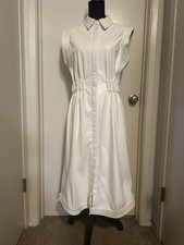 House Of Harlow Cream Vegan Leather Button Up Dress Size M