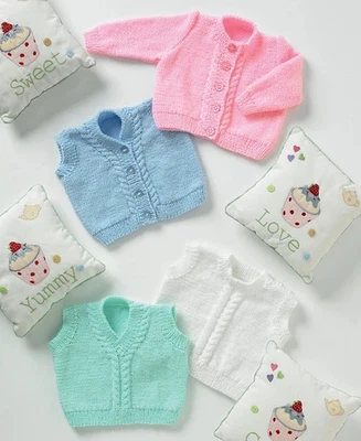 UKHKA 122 Weste Strickjacke Pullunder Baby Stricken Muster Dk 30.5cm-55.9cm - Bild 1 von 4