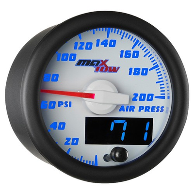 #ad MaxTow Air Pressure Suspension Gauge Kit w Sensor White Dial amp; Blue LED 52mm $59.97