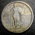 1917-P Type 1 Standing Liberty Quarter 90% Silver VF+ Details