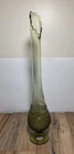 Vintage MCM Fenton Green Hobnail Swung Stretch Glass Extra Large Green Vase 24”