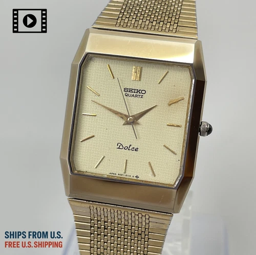 Vintage 1985 [US Stock] SEIKO Dolce 9521-5110 Gold Quartz Men's Watch JP *Exc+5