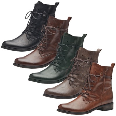 MARCO TOZZI Damen-Schnürstiefeletten Aus Leder – Mit Reißverschluss & Feel-Me-Sohle, F-Weite