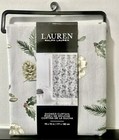 RALPH LAUREN Shower Curtain Grey Green Cotton Holly Pinecone Print 70" x 72” NEW
