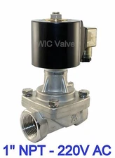 1" Inch Zero Differential Electric Solenoid Steam Valve 220V AC PTFE Seal NC