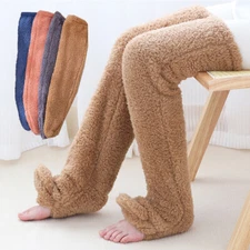 Women Over Knee High Fuzzy Long Socks Plush Slipper Stockings Leg Warmers Winter