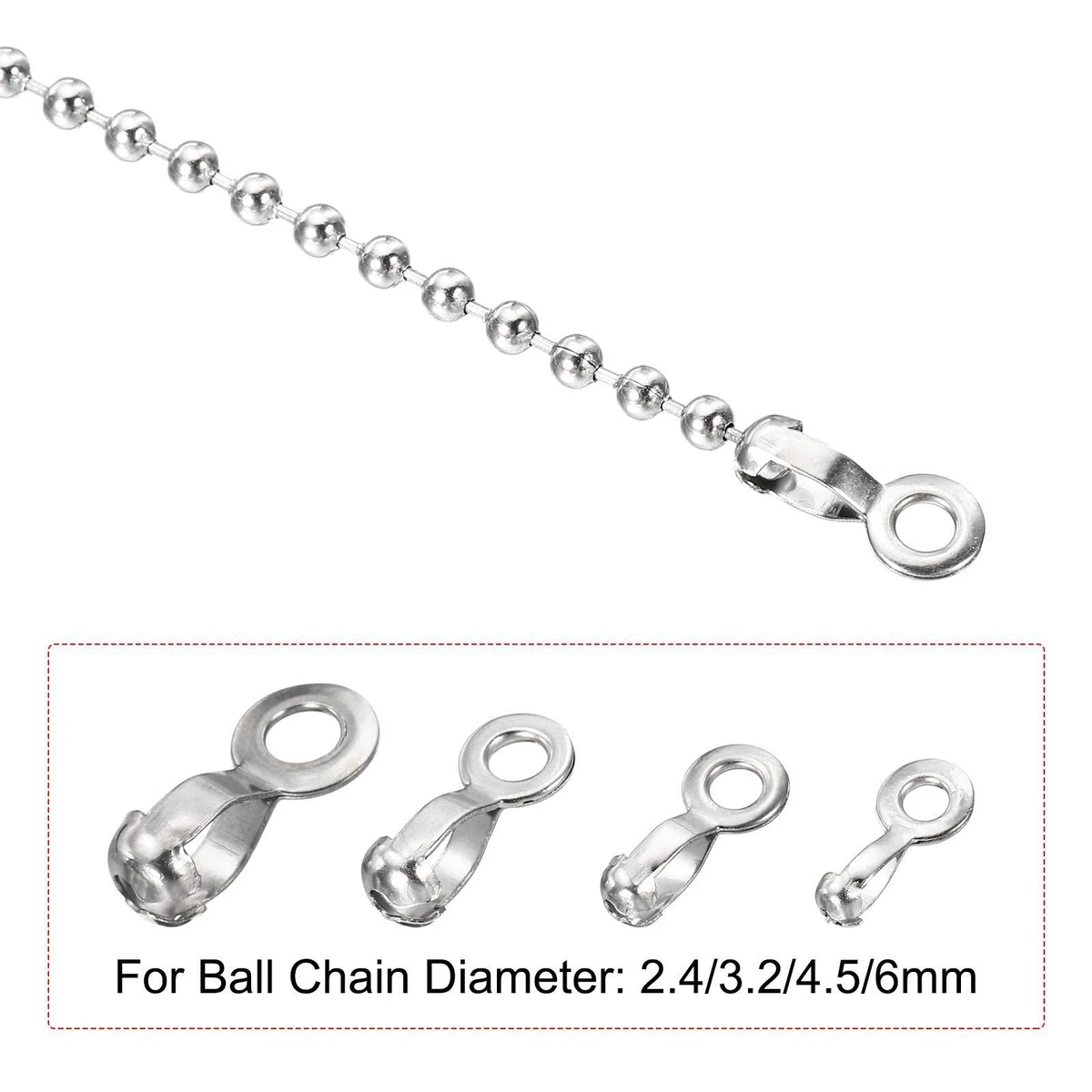 60pcs Ball Chain Connector Stainless Steel Hole Pull Loop Link Clasp Connection | Harfington