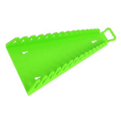 Sealey Wall Hanging Spanner Rack Holds 15 Spanners Hi-Vis Green ...
