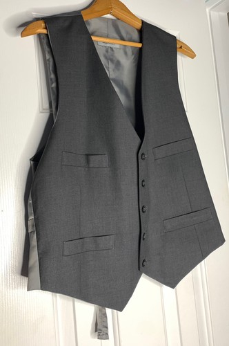 REACTION Kenneth Cole Men’s Dress Tuxedo Vest Charcoal Gray 42S W35 Slim Fit New - 第 5/8 張圖片