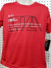 Boys Kids Youth Under Armour Shirt NEW Red short sleeve Size 4