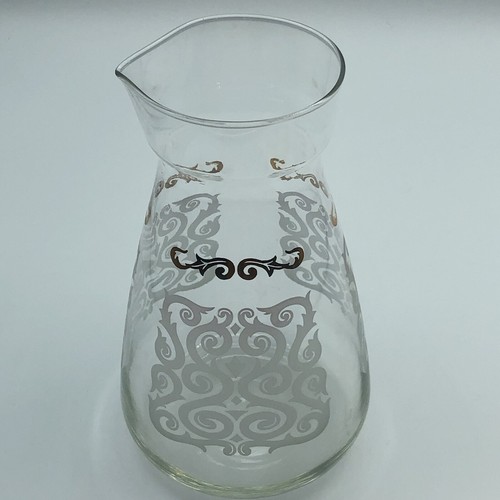 Vintage LIBBEY Glasses + Carafe Drinking Glasses Tumblers Etched Gold Set of 6 - Picture 7 of 10