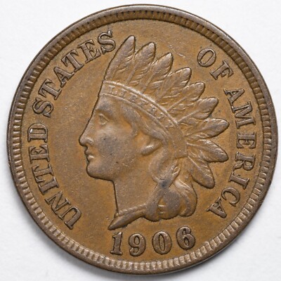 1906 Extremely Fine (XF) Indian Head Penny Cent