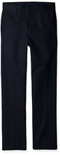 Nautica Slim Boys' Uniform Flat Front Pant, Navy, Small/10 - Slim