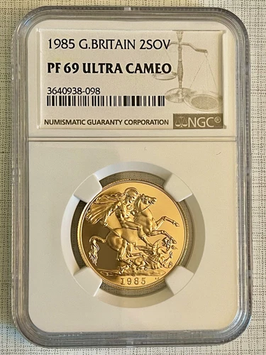 Great Britain 1985 2 Sovereign Gold NGC PF69 ULTRA CAMEO Sku# 2519