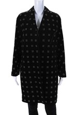 Hermes Womens Button Front Four Square Studded Suede Coat Black Size Fr 36