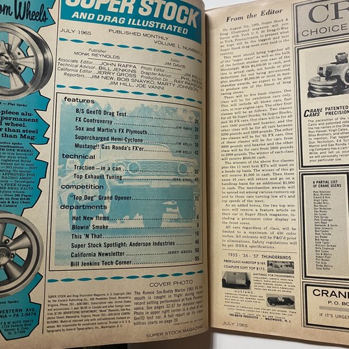 Super Stock & Drag Illustrated Magazine July 1965 Sox-Buddy Martin No Label - Picture 2 of 3