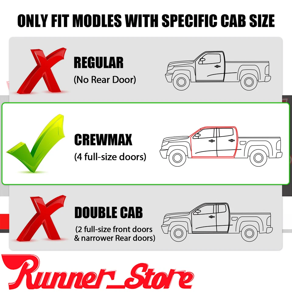 For 05-23 Toyota Tacoma Double Cab 3" Running Board Nerf Bar Side Step HOOP Drop - Image 2 of 4