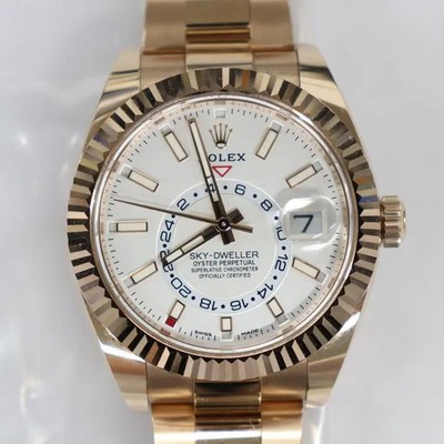 2024 New Rolex Sky-Dweller 42mm 18K Rose Gold Silver Dial Oyster Watch 326935