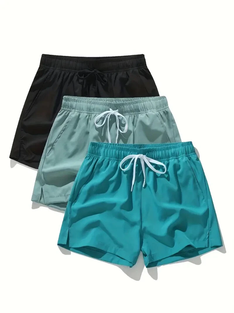 3pcs 3-Pack Men's Quick-Drying Stretch Shorts for Summer, Gym, Workout, Beach