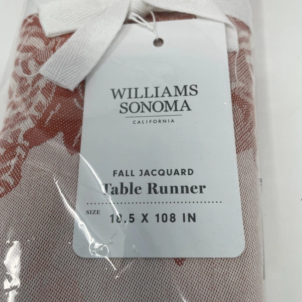 Williams Sonoma Acción de Gracias Pavo Jacquard 18.5”x 108” Corredor de Mesa Algodón Nuevo con Etiquetas Foto 3 de 4