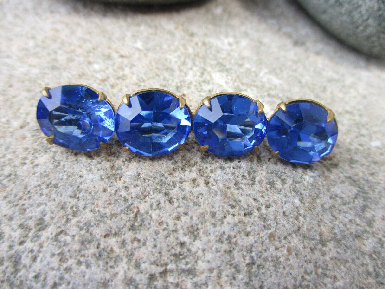 1930's OUTSTANDING Large BLUE RHINESTONE Antique … - image 3