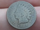 1886 Indian Head Cent Penny, Variety 2, Var 2, T2, Type 2, Good/VG Details