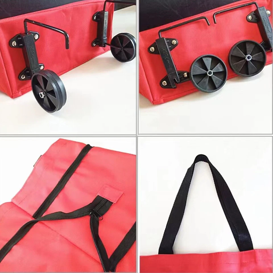UK Folding Shoulder Handbags Shopping Trolley Supermarket Shopper Bag Wheels - Image 4 of 4