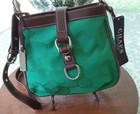 NEW CHAPS WOMEN'S GREEN FABRIC CROSSBODY/SHOULDER BAG MINT CONDITION