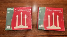 Holiday Wonderland - 3 Light Electric Candolier Christmas Window Candles - 2 Set