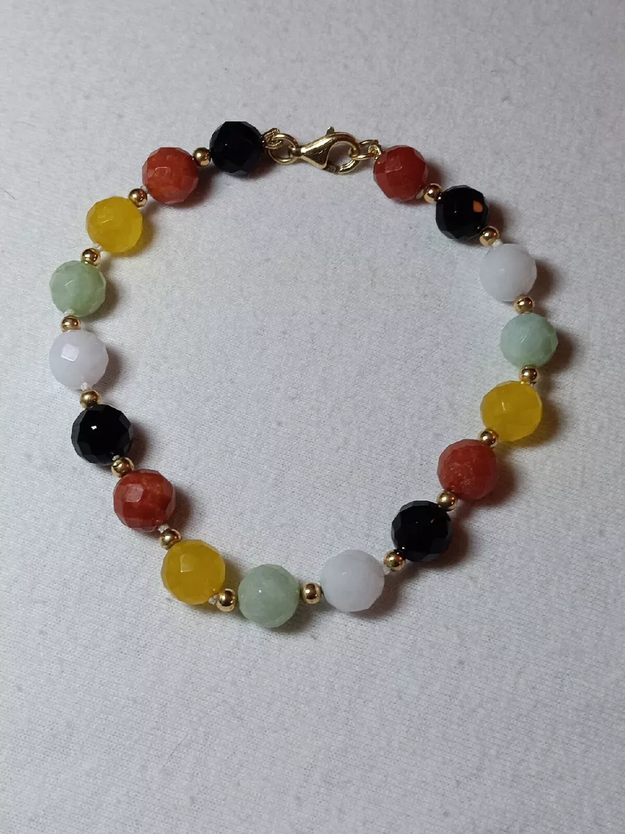 Jade bead bracelet with gold outlet