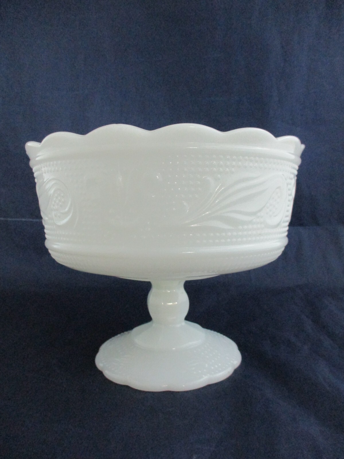 Vintage E.O. Brody Co. Milk Glass Pedestal Bowl M6000 Cleveland Ohio OH