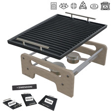 Bistecchiera in Ghisa smaltata Cottura Sana kit completo Scaldavivande supporto