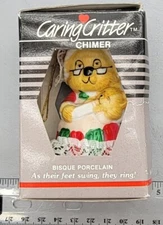 Jasco Caring Critter Chimer, Mother/Baby Bear Porcelain Bisque Ornament Vintage