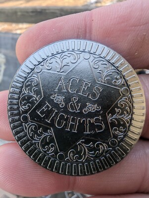 ACES AND EIGHTS FRANKLIN MINT 1 POKER CHIP, COPPER