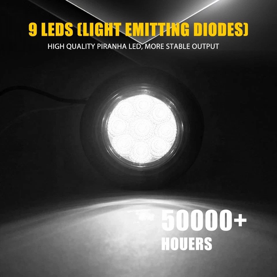 10x 2"Inch DOT White Round Trailer 9 LED Marker Lights w/ Grommet for Truck RV H - Imagem 4 de 4