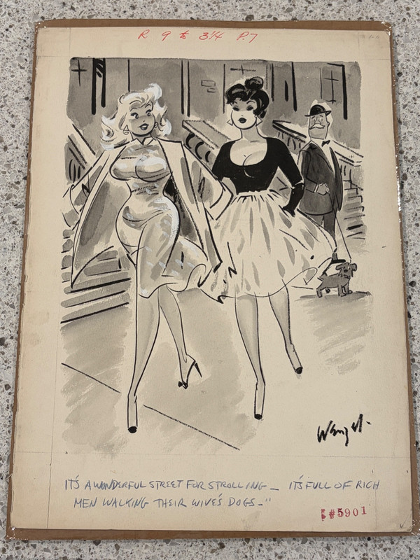 Bill Wenzel Original Art Single Gag Panel Cartoon Illustration Signed 1960s