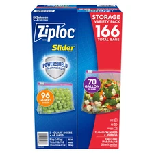 Ziploc Storage Slider Variety Pack, 166 ct. NO SHIP TO CA