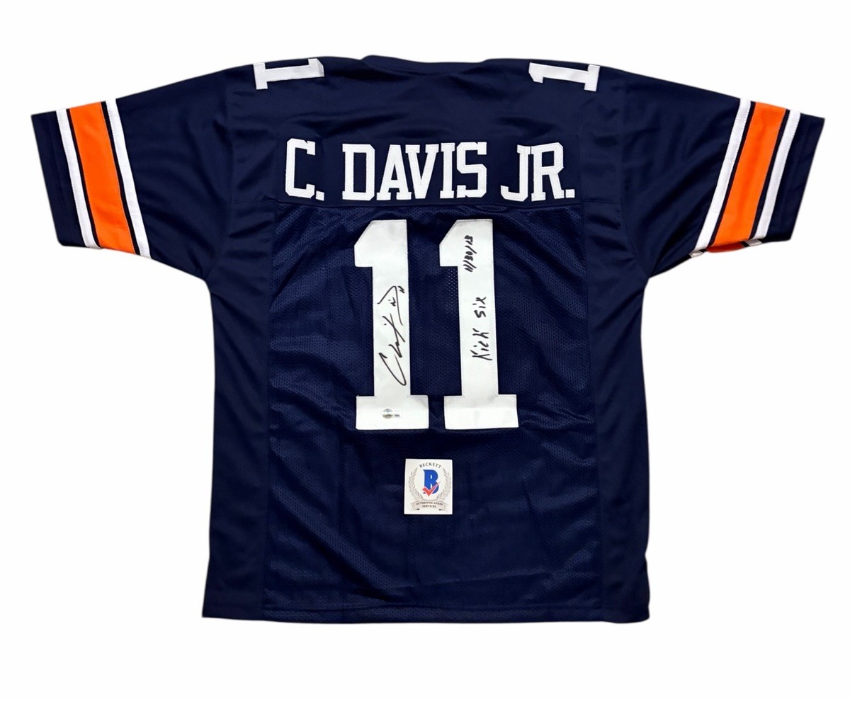 Chris Davis Autographed Signed Auburn Tigers Jr. Jersey Football Auto Kick Six Beckett 