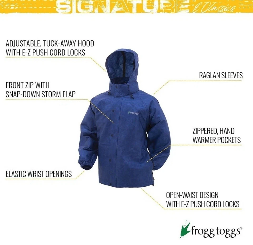 Frogg Toggs Pro действие мужской 2XL Royal синий Куртка Пальто водонепроницаемый ветра устойчивый - Изображение 2 из 4