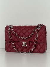 CHANEL Timeless Classic Small Red Caviar Leather Double Flap Shoulder Bag B-1