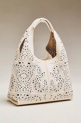 New!  Melie Bianco Perforated Mini Hand Bag Farrow IVORY / BONE $88 Anthro NWT!