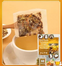 60Bags Turmeric Ginger Cinnamon Tea No Additive Support Brain Weight Sleep-Skin