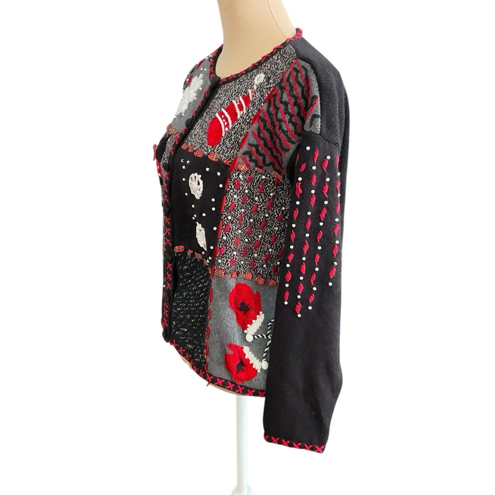 Designer Original Studio Holiday Patchwork Cardig… - image 15