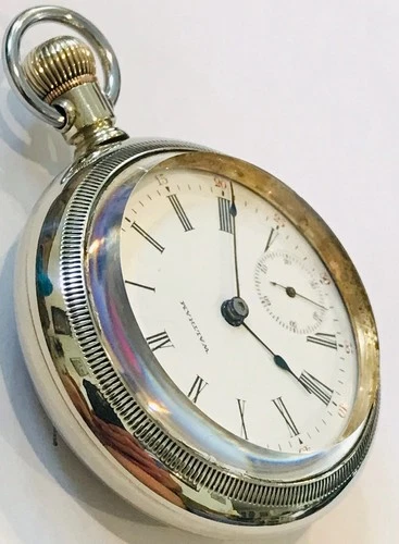 1863 Antique Waltham WM ELLERY 18s American Civil War ￼158g Pocket Watch  Runs