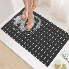 Yolife Quick Drain Shower Mat, 24.8 x 15.8 x (Rectangular), M-black 