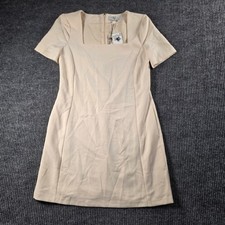 WAYF Cream Beige Square Neck Short Sleeve Mini Dress Size S NWT