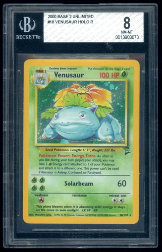 2000 Pokemon Game Base Set 2 Holo Rare Venusaur #18 BGS 8 Nm-Mt