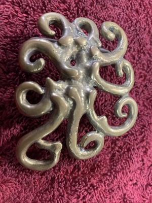 Vintage 1970s Trinity Solid Brass Hippie Abstract Belt Buckle