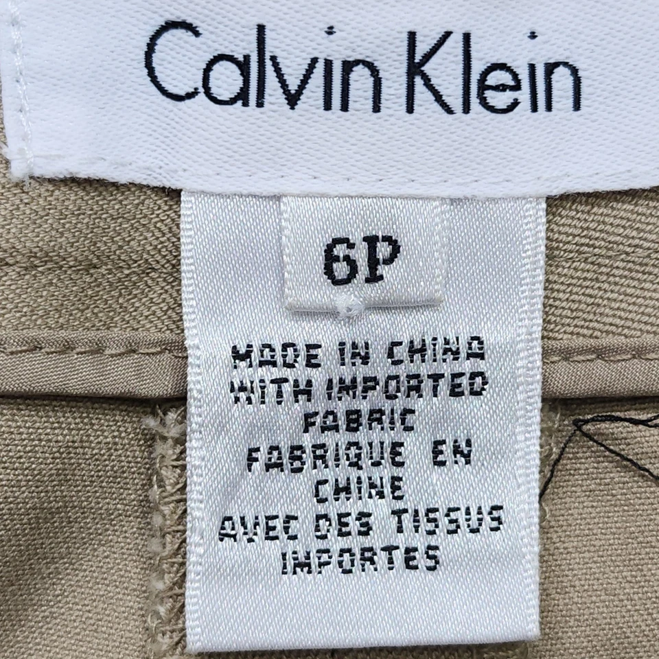 Calvin Klein Pants Women 6P PETITE Tan Mid Rise Straight Cropped Stretch Office - Image 3 of 4